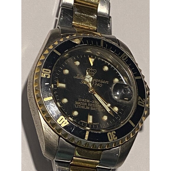 Jules Jurgensen Watch Sea Diver 7371 Two Tone Screw-Down Crown Water Resistant - Picture 10 of 12